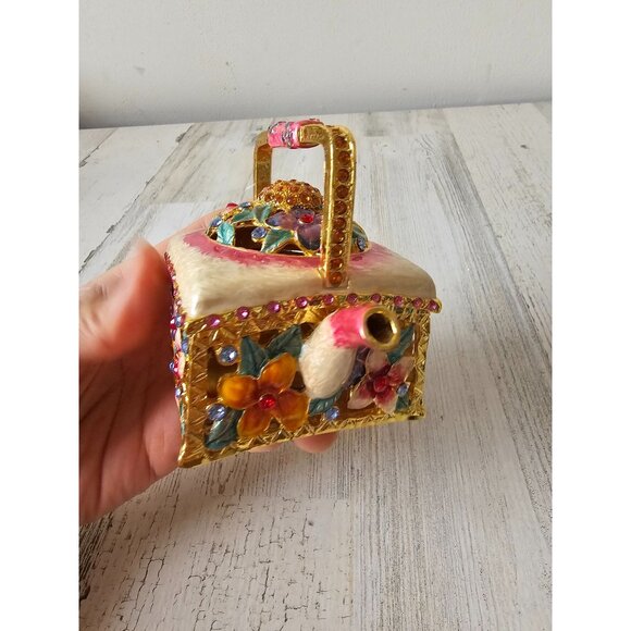 Kalifano watering can jeweled trinket jewelry box rhinestone flowers gardener un - Picture 3 of 8